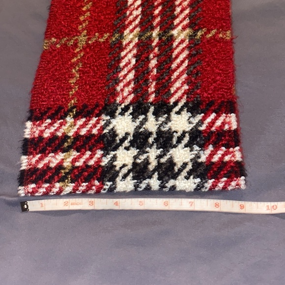 V. Fraas Trendy Red Plaid Infinity Acrylic Winter / Fall Scarf - Picture 7 of 10